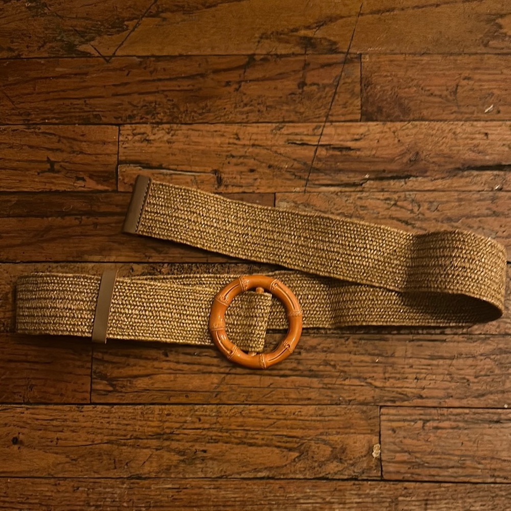 Woven Tan Belt with Bamboo Buckle